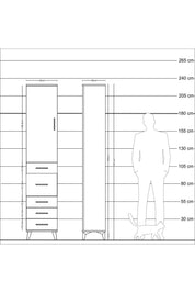 Arges Dolap 3 Raflı 5 Çekmeceli Tek Kapaklı 44x30x221 Antrasit-Aytaşı