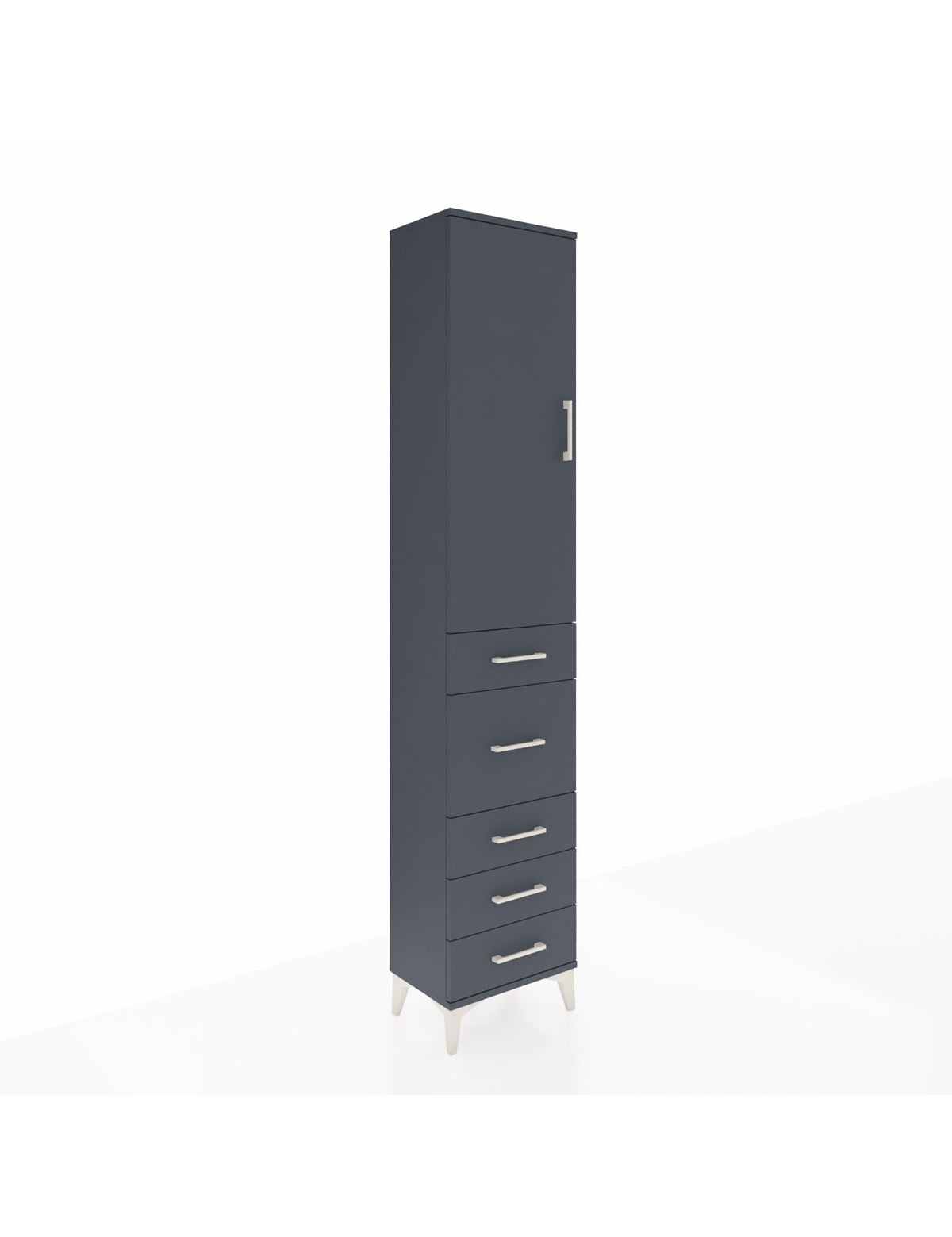 Arges Dolap 3 Raflı 5 Çekmeceli Tek Kapaklı 44x30x221 Antrasit-Antrasit