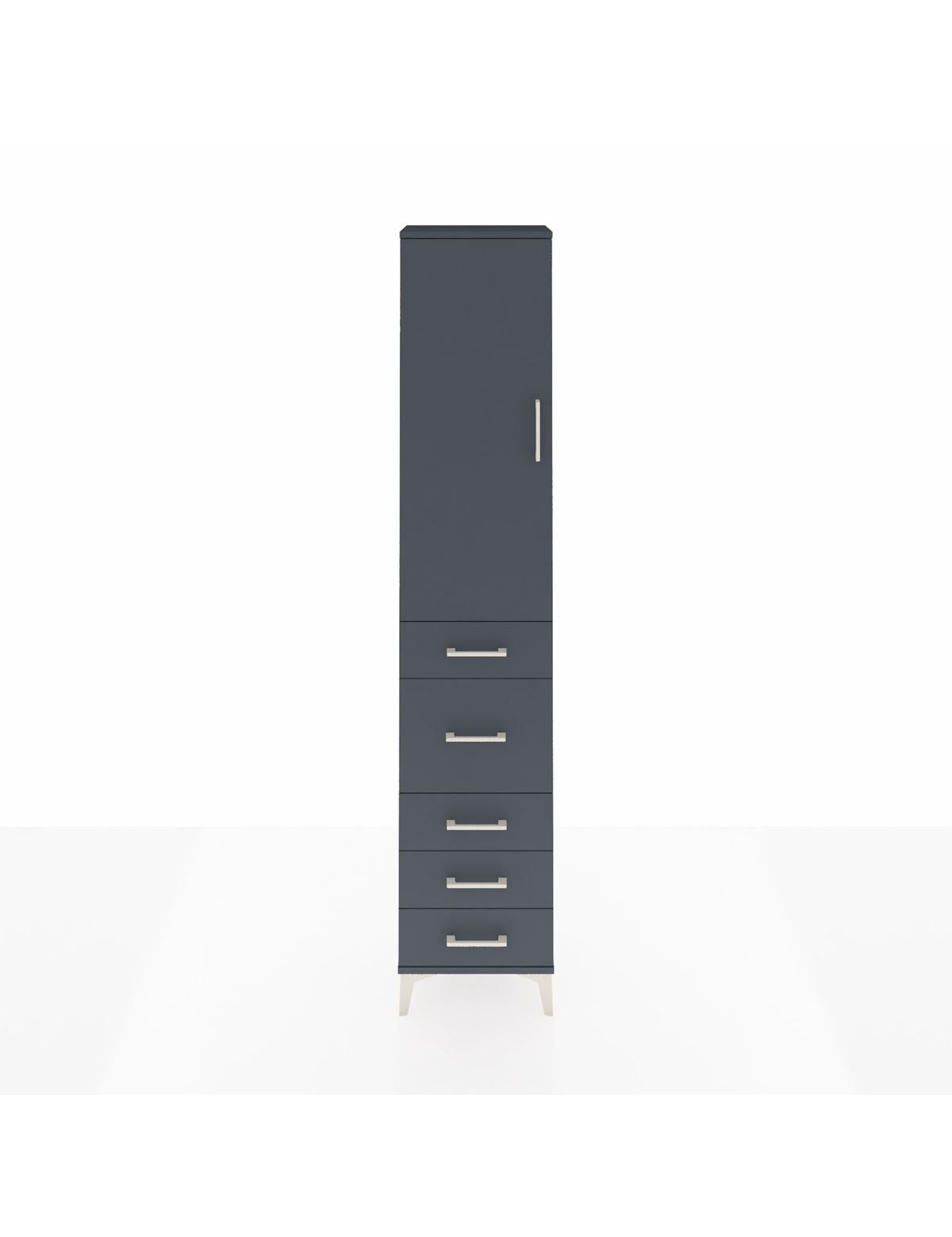 Arges Dolap 3 Raflı 5 Çekmeceli Tek Kapaklı 44x30x221 Antrasit-Antrasit