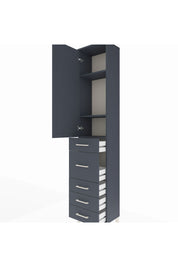 Arges Dolap 3 Raflı 5 Çekmeceli Tek Kapaklı 44x30x221 Antrasit-Antrasit