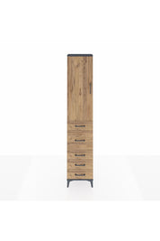 Arges Dolap 3 Raflı 5 Çekmeceli Tek Kapaklı 44x30x221 Antrasit-Çam