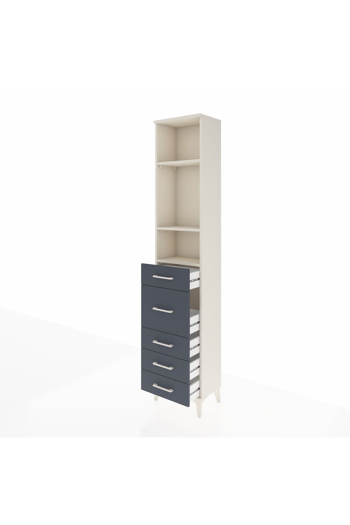 Arges Dolap 3 Raflı 5 Çekmeceli 44x30x221 Aytaşı-Antrasit