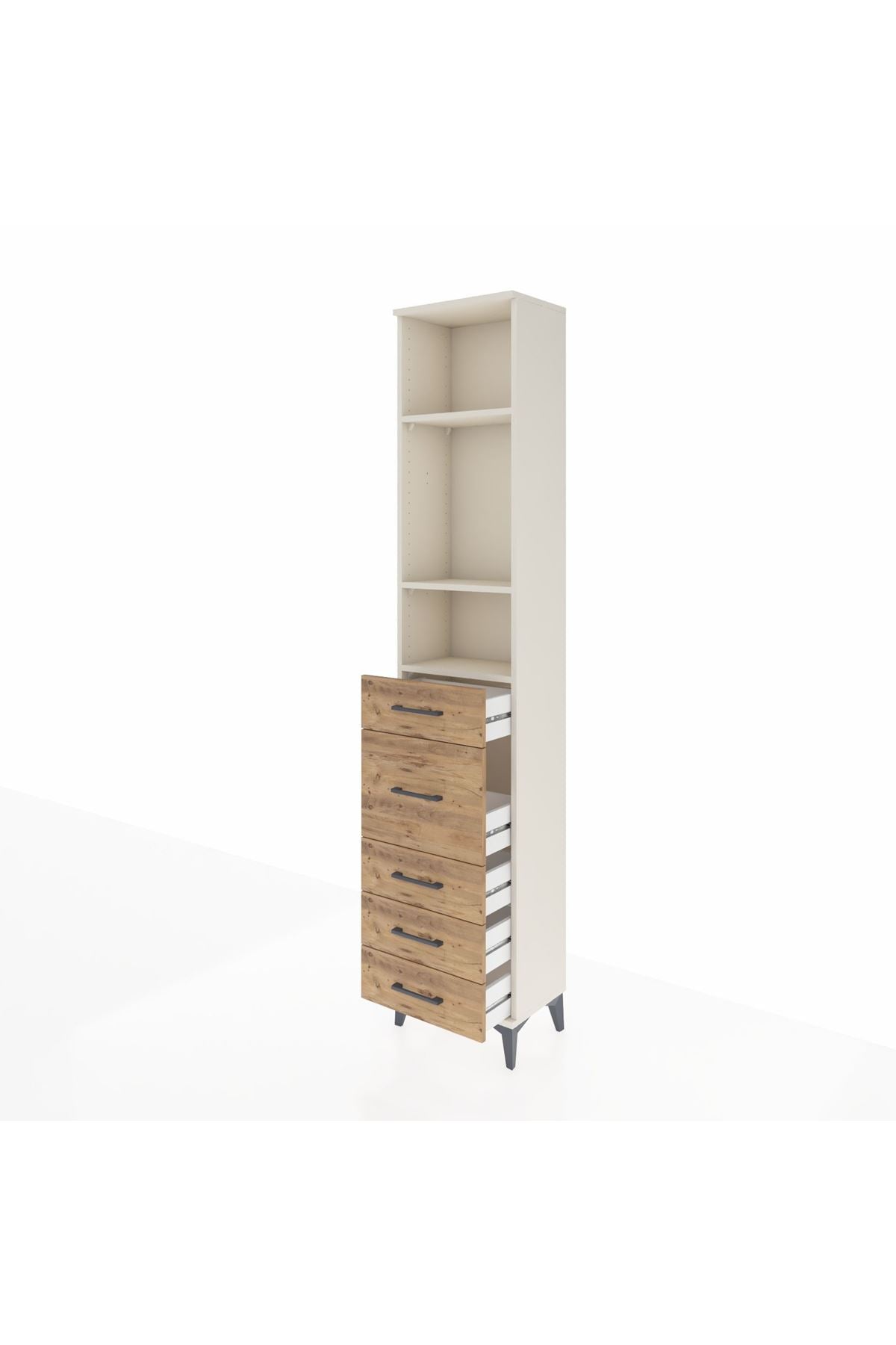 Arges Dolap 3 Raflı 5 Çekmeceli 44x30x221 Aytaşı-Çam