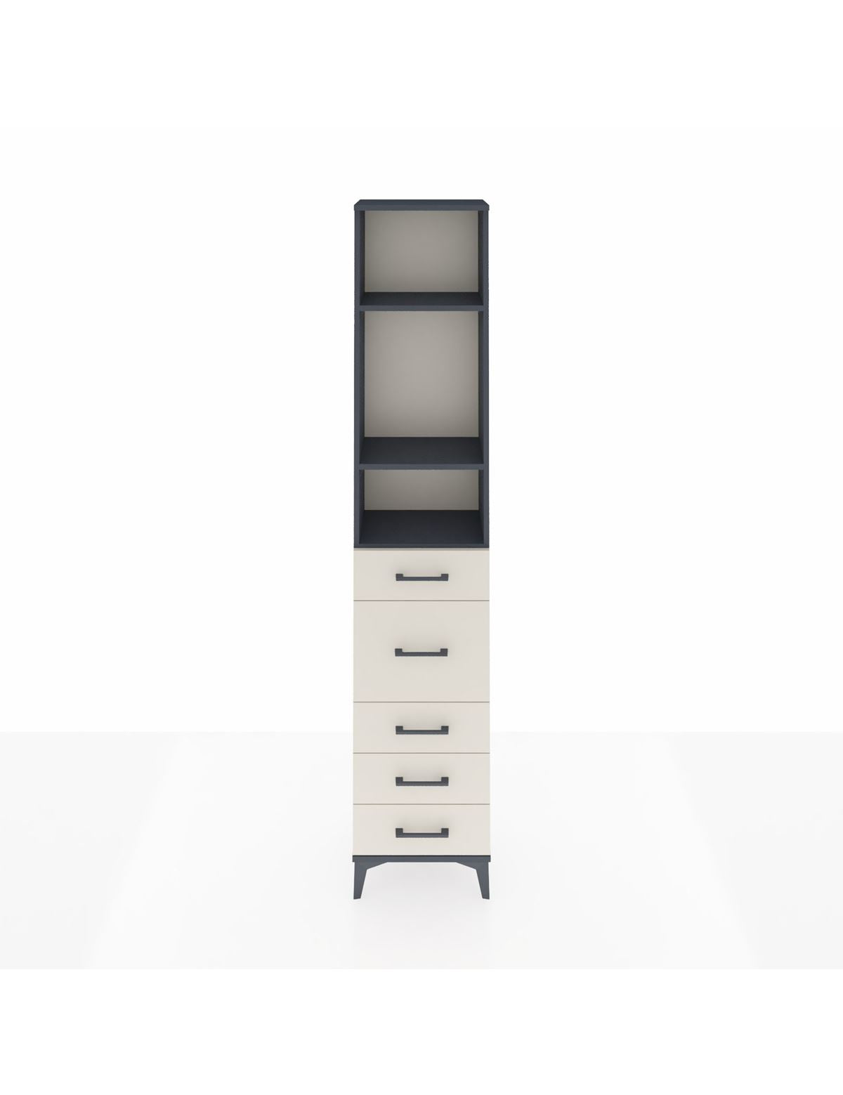 Arges Dolap 3 Raflı 5 Çekmeceli 44x30x221 Antrasit-Aytaşı