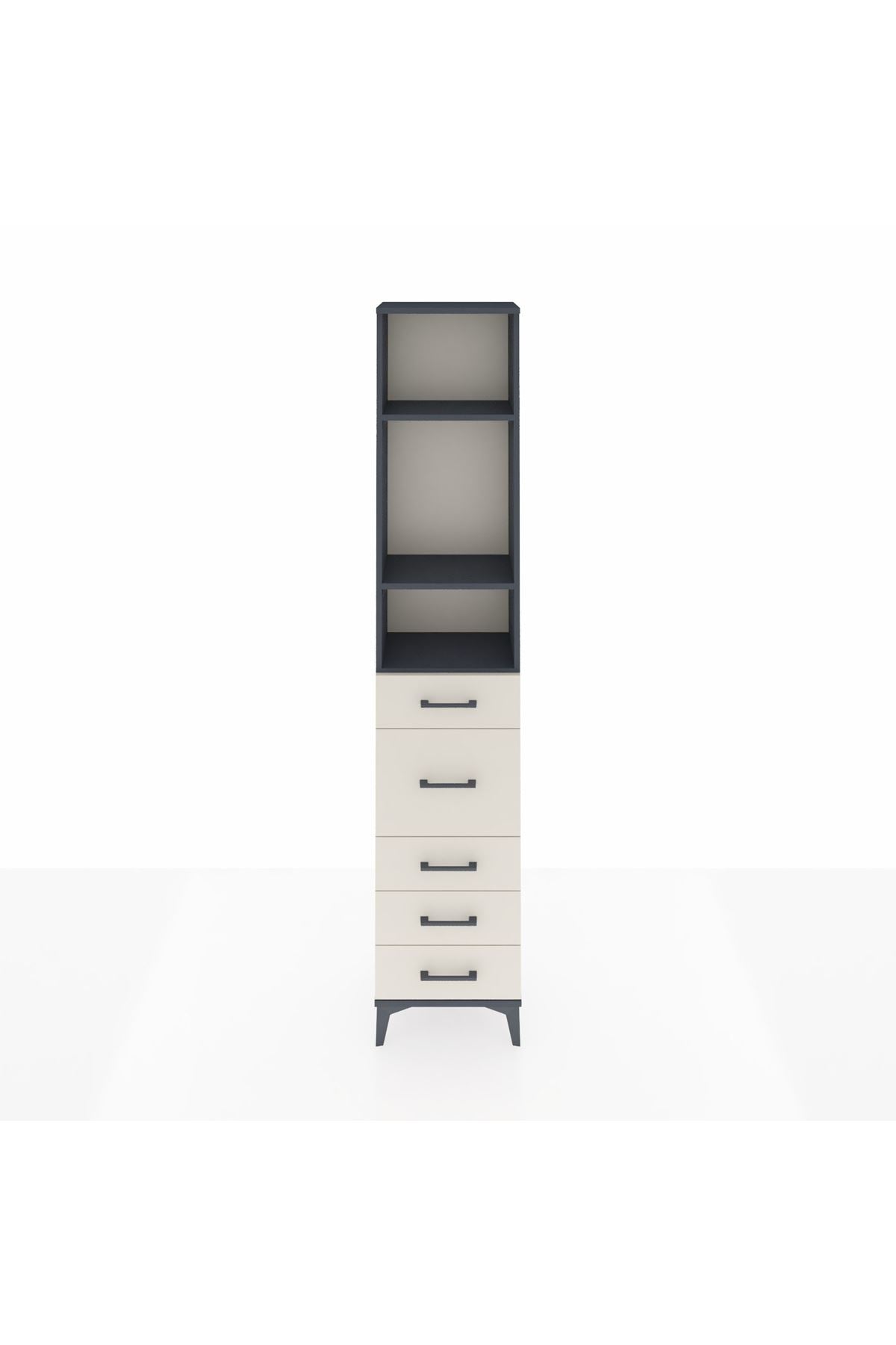 Arges Dolap 3 Raflı 5 Çekmeceli 44x30x221 Antrasit-Aytaşı