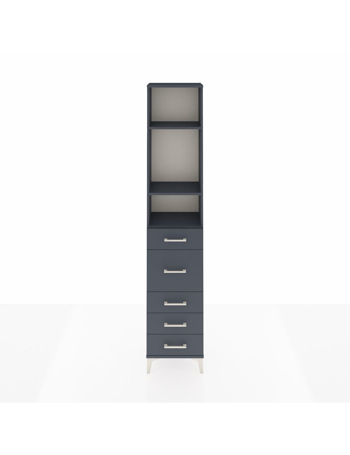 Arges Dolap 3 Raflı 5 Çekmeceli 44x30x221 Antrasit-Antrasit