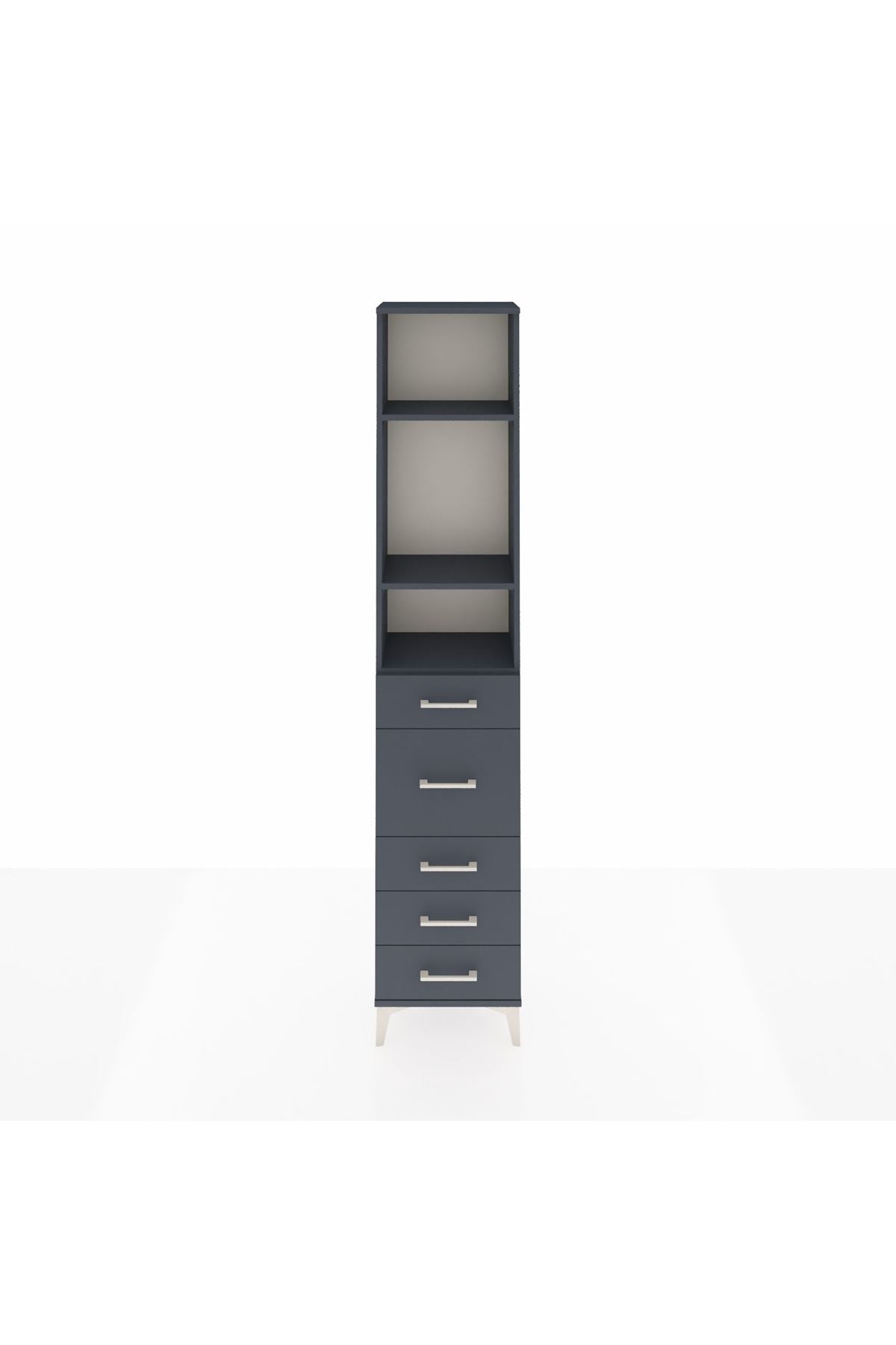 Arges Dolap 3 Raflı 5 Çekmeceli 44x30x221 Antrasit-Antrasit