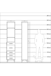 Arges Dolap 3 Raflı 5 Çekmeceli 44x30x221 Antrasit-Antrasit