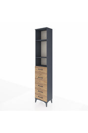 Arges Dolap 3 Raflı 5 Çekmeceli 44x30x221 Antrasit-Çam