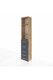 Arges Dolap 3 Raflı 5 Çekmeceli 44x30x221 Çam-Antrasit