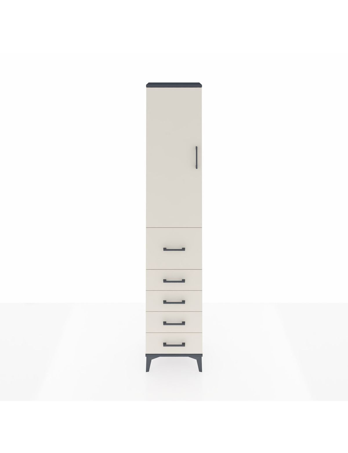 Arges Dolap 2 Raflı 5 Çekmeceli Tek Askılı 44x30x221 Antrasit-Aytaşı