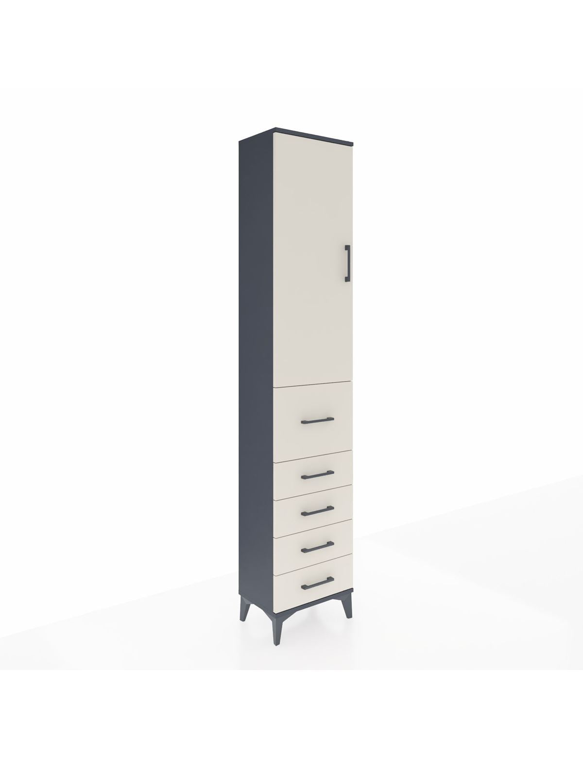 Arges Dolap 2 Raflı 5 Çekmeceli Tek Askılı 44x30x221 Antrasit-Aytaşı