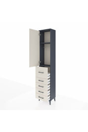 Arges Dolap 2 Raflı 5 Çekmeceli Tek Askılı 44x30x221 Antrasit-Aytaşı