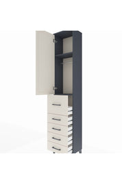 Arges Dolap 2 Raflı 5 Çekmeceli Tek Askılı 44x30x221 Antrasit-Aytaşı