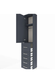 Arges Dolap 2 Raflı 5 Çekmeceli Tek Askılı 44x30x221 Antrasit-Antrasit