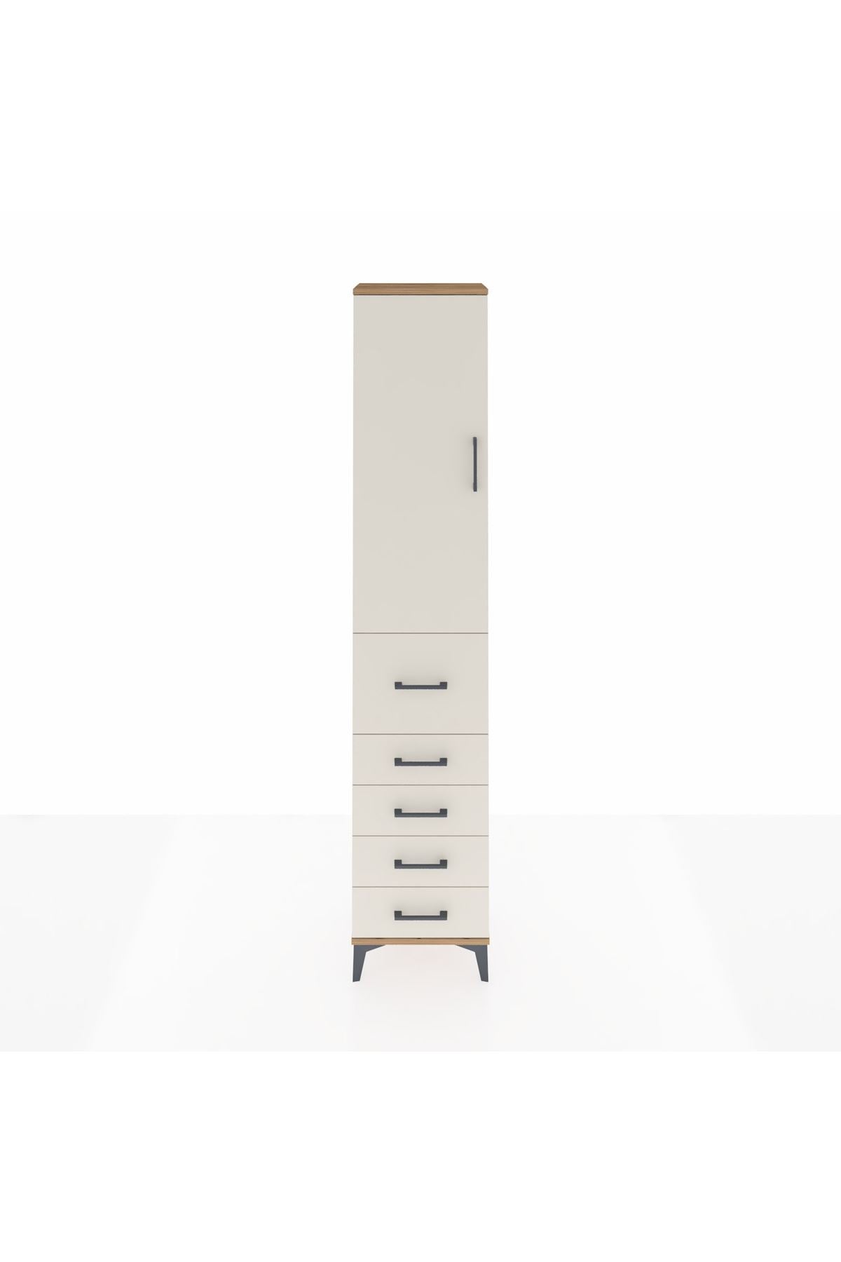 Arges Dolap 2 Raflı 5 Çekmeceli Tek Askılı 44x30x221 Çam-Aytaşı