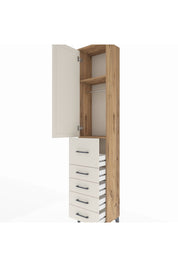 Arges Dolap 2 Raflı 5 Çekmeceli Tek Askılı 44x30x221 Çam-Aytaşı