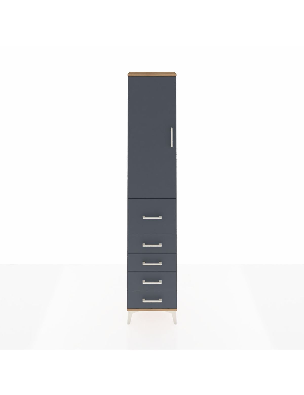 Arges Dolap 2 Raflı 5 Çekmeceli Tek Askılı 44x30x221 Çam-Antrasit