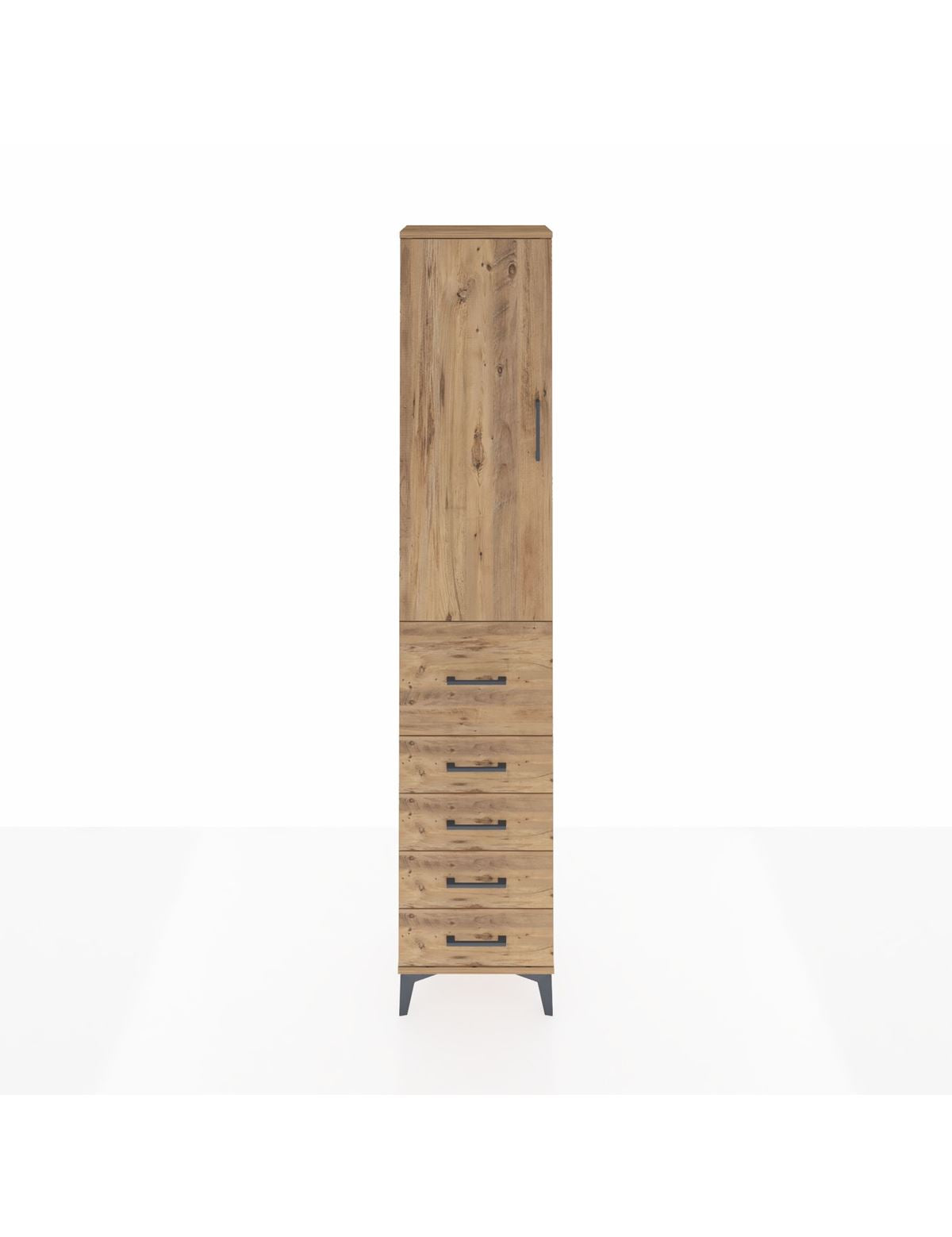 Arges Dolap 2 Raflı 5 Çekmeceli Tek Askılı 44x30x221 Çam-Çam