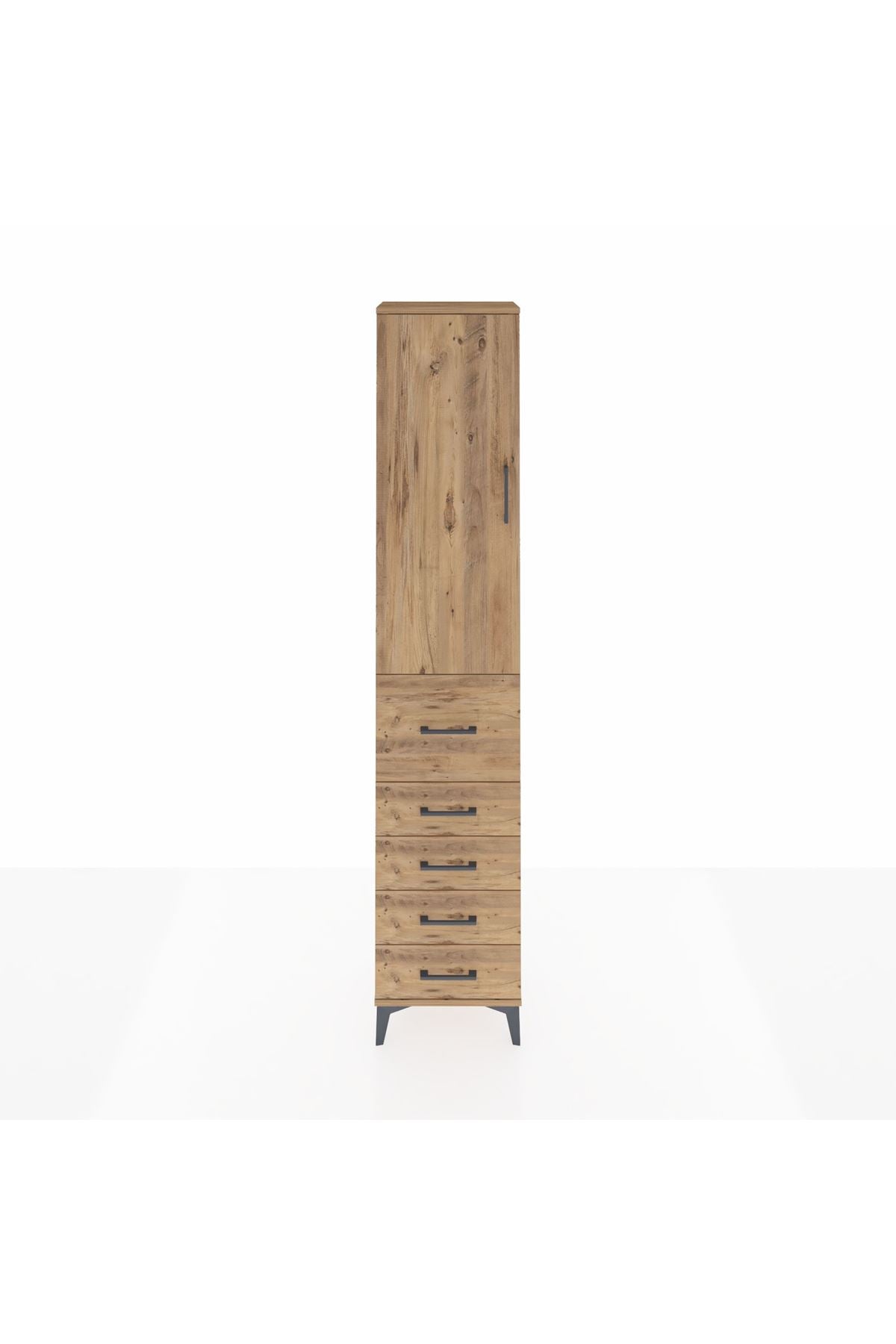 Arges Dolap 2 Raflı 5 Çekmeceli Tek Askılı 44x30x221 Çam-Çam