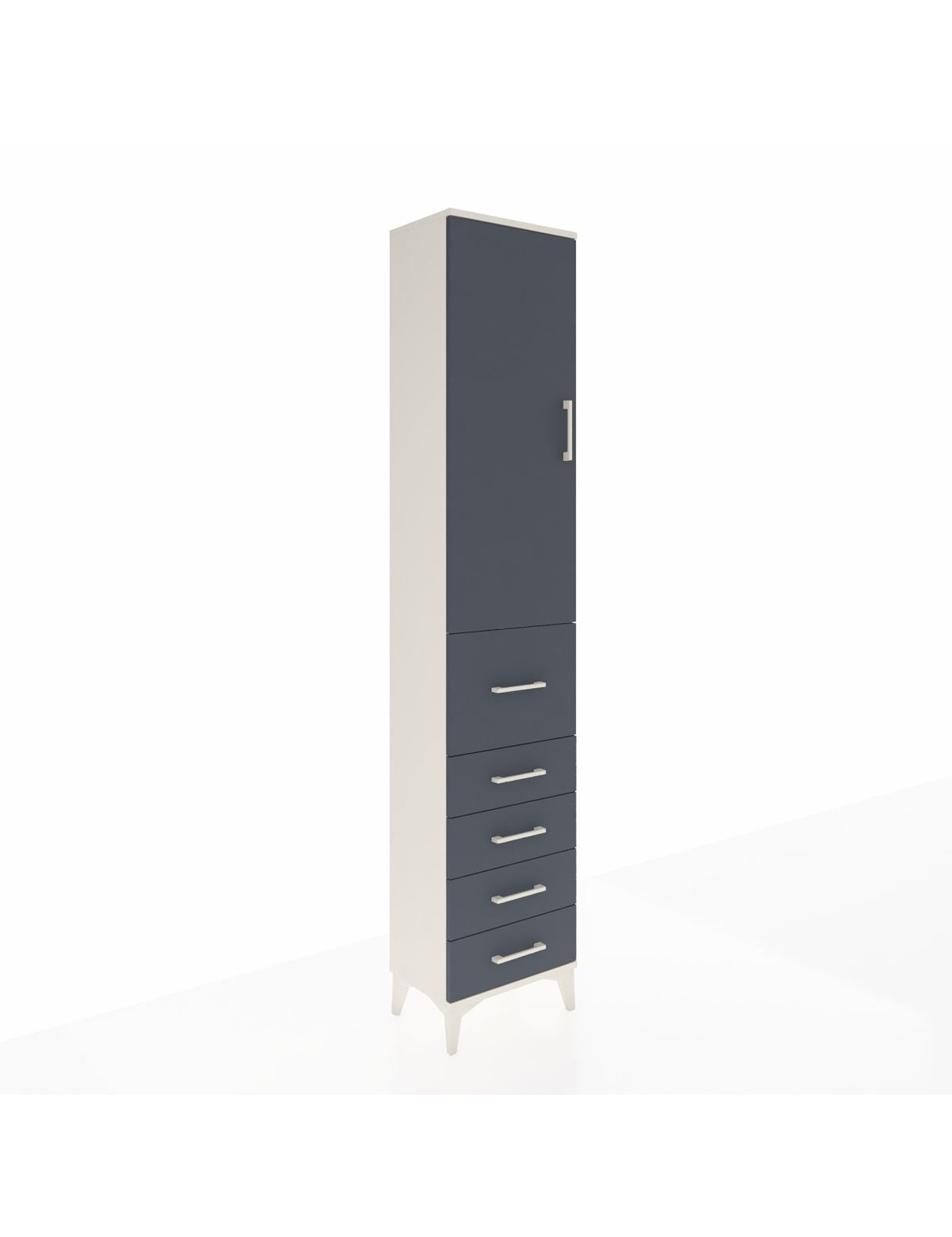 Arges Dolap 3 Raflı 5 Çekmeceli Tek Kapaklı 44x30x221 Aytaşı-Antrasit