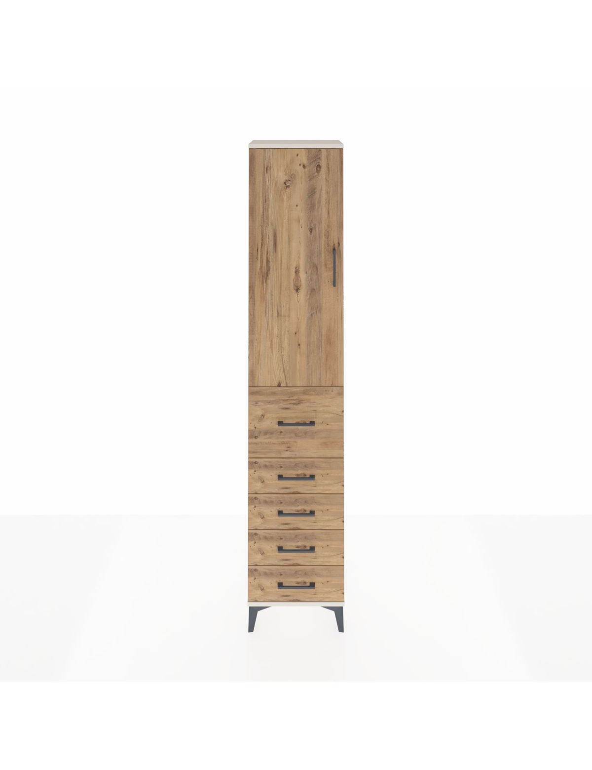 Arges Dolap 3 Raflı 5 Çekmeceli Tek Kapaklı 44x30x221 Aytaşı-Çam