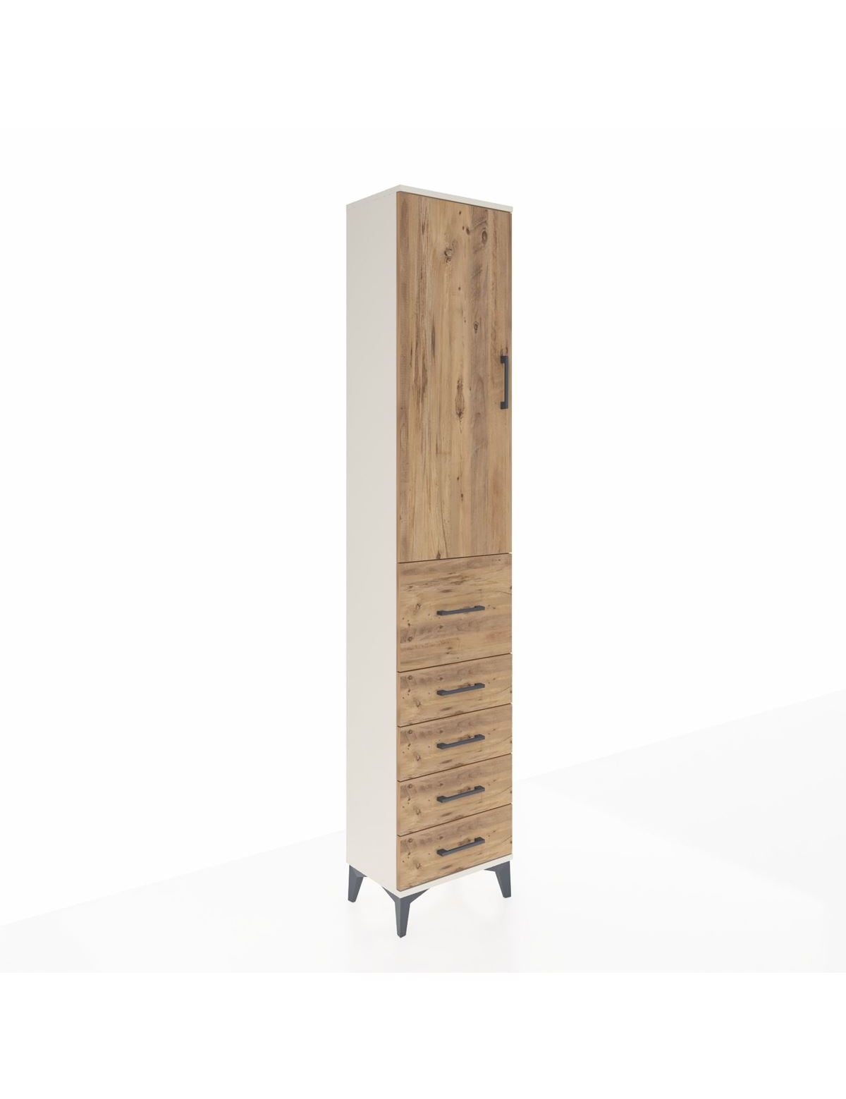 Arges Dolap 3 Raflı 5 Çekmeceli Tek Kapaklı 44x30x221 Aytaşı-Çam