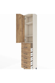 Arges Dolap 3 Raflı 5 Çekmeceli Tek Kapaklı 44x30x221 Aytaşı-Çam