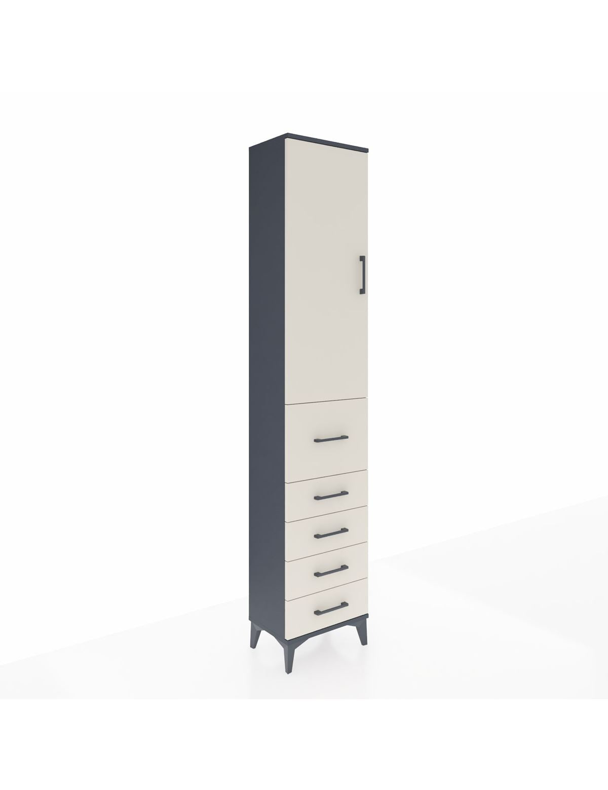 Arges Dolap 3 Raflı 5 Çekmeceli Tek Kapaklı 44x30x221 Antrasit-Aytaşı