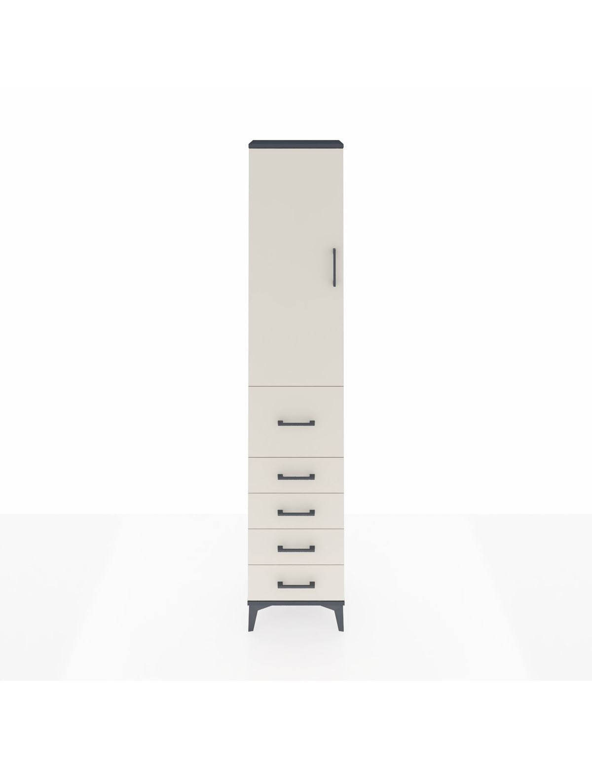 Arges Dolap 3 Raflı 5 Çekmeceli Tek Kapaklı 44x30x221 Antrasit-Aytaşı