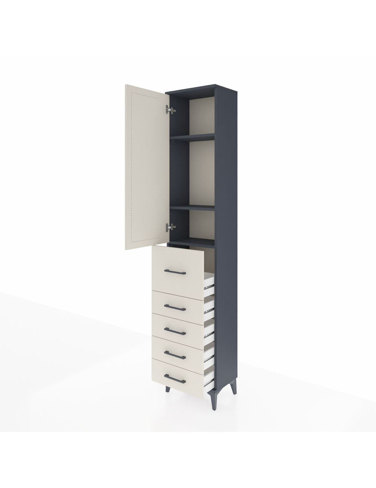 Arges Dolap 3 Raflı 5 Çekmeceli Tek Kapaklı 44x30x221 - S28M119V4A