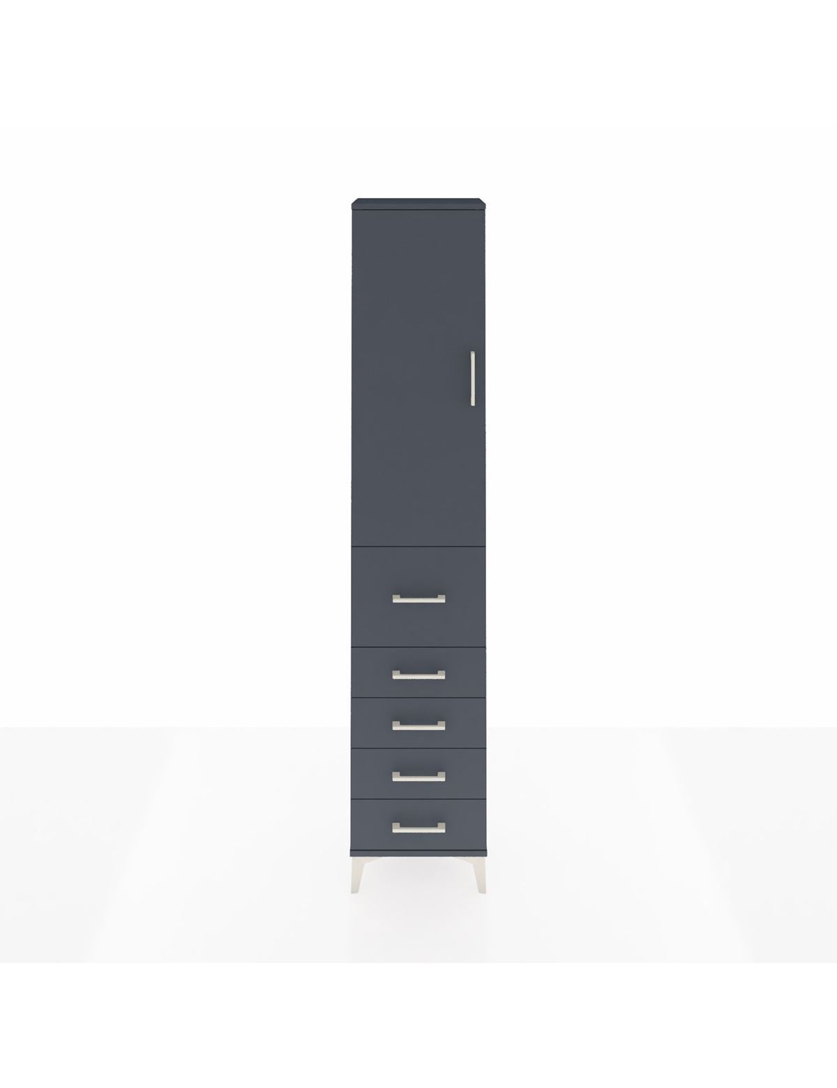 Arges Dolap 3 Raflı 5 Çekmeceli Tek Kapaklı 44x30x221 Antrasit-Antrasit