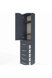 Arges Dolap 3 Raflı 5 Çekmeceli Tek Kapaklı 44x30x221 Antrasit-Antrasit