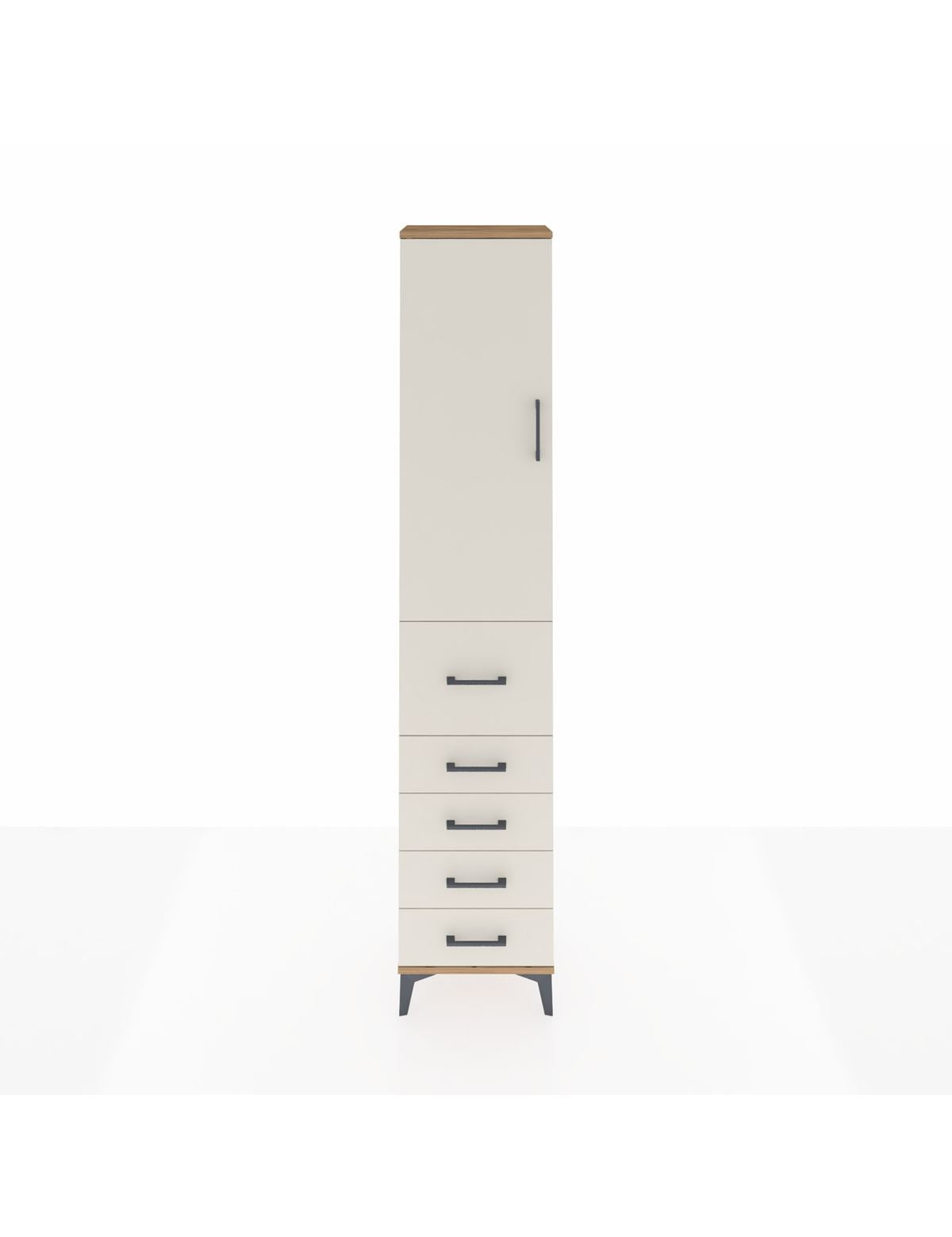 Arges Dolap 3 Raflı 5 Çekmeceli Tek Kapaklı 44x30x221 Çam-Aytaşı