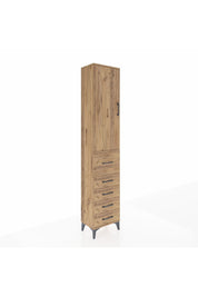 Arges Dolap 3 Raflı 5 Çekmeceli Tek Kapaklı 44x30x221 Çam-Çam