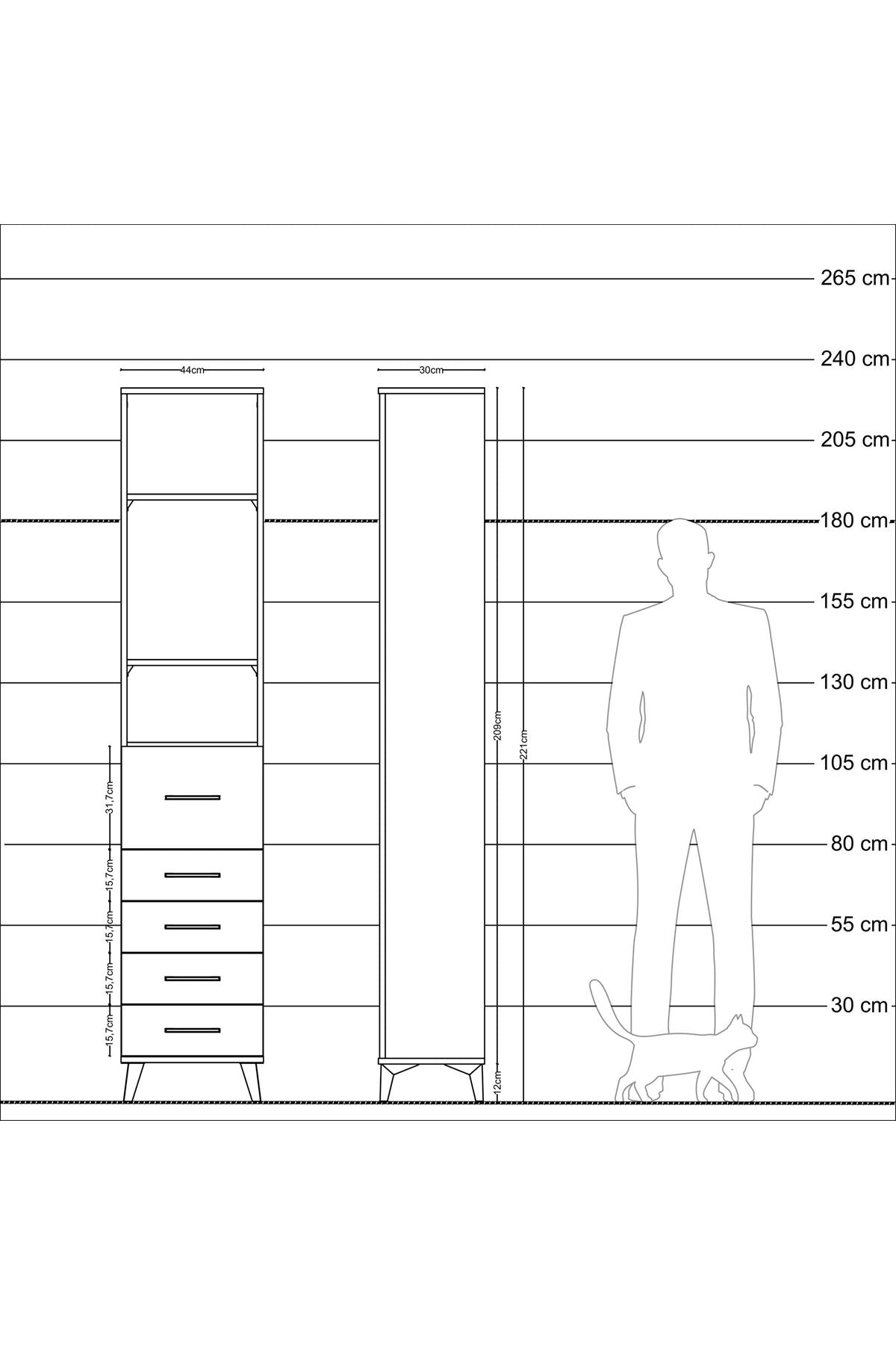 Arges Dolap 3 Raflı 5 Çekmeceli 44x30x221 Aytaşı-Aytaşı