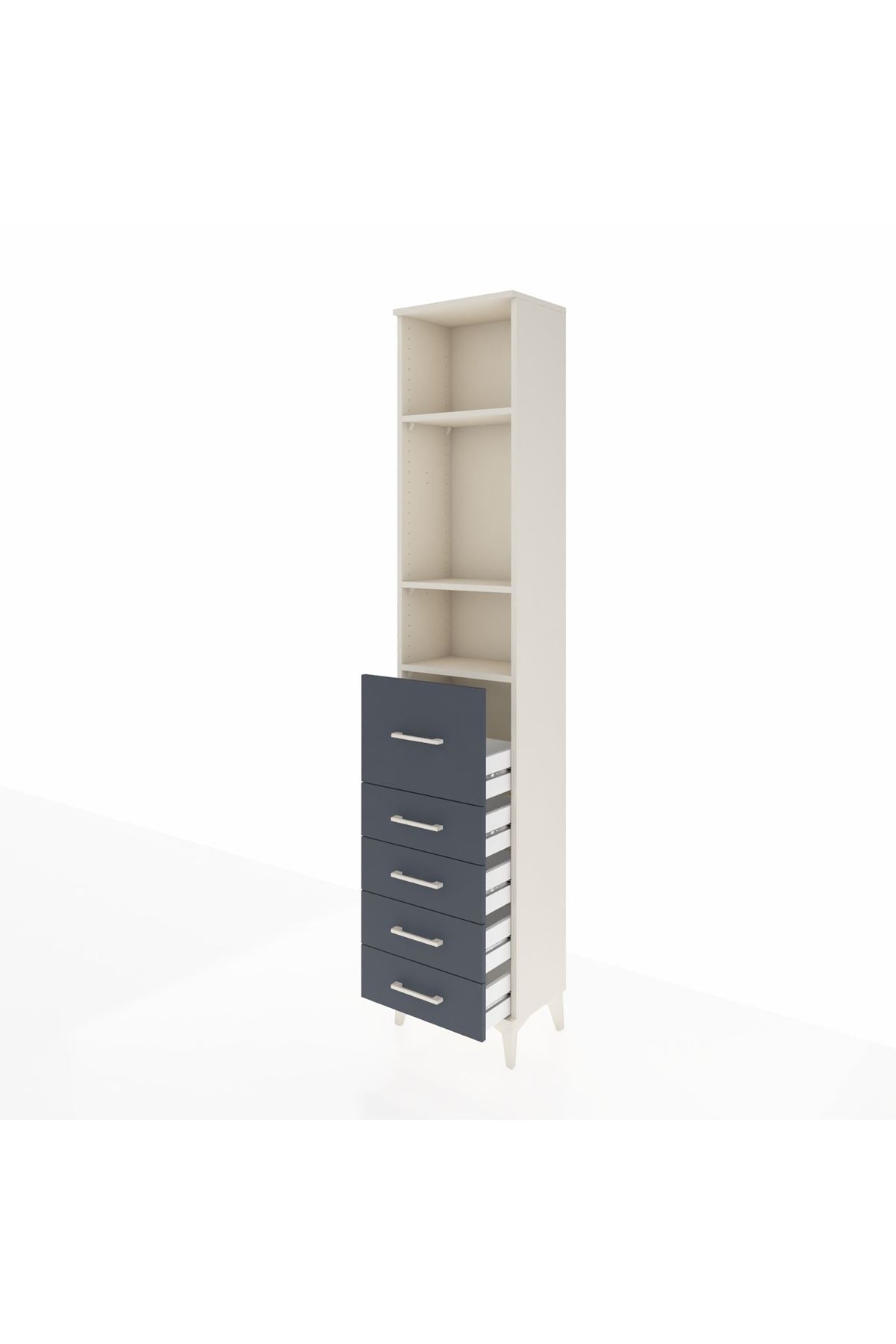 Arges Dolap 3 Raflı 5 Çekmeceli 44x30x221 Aytaşı-Antrasit