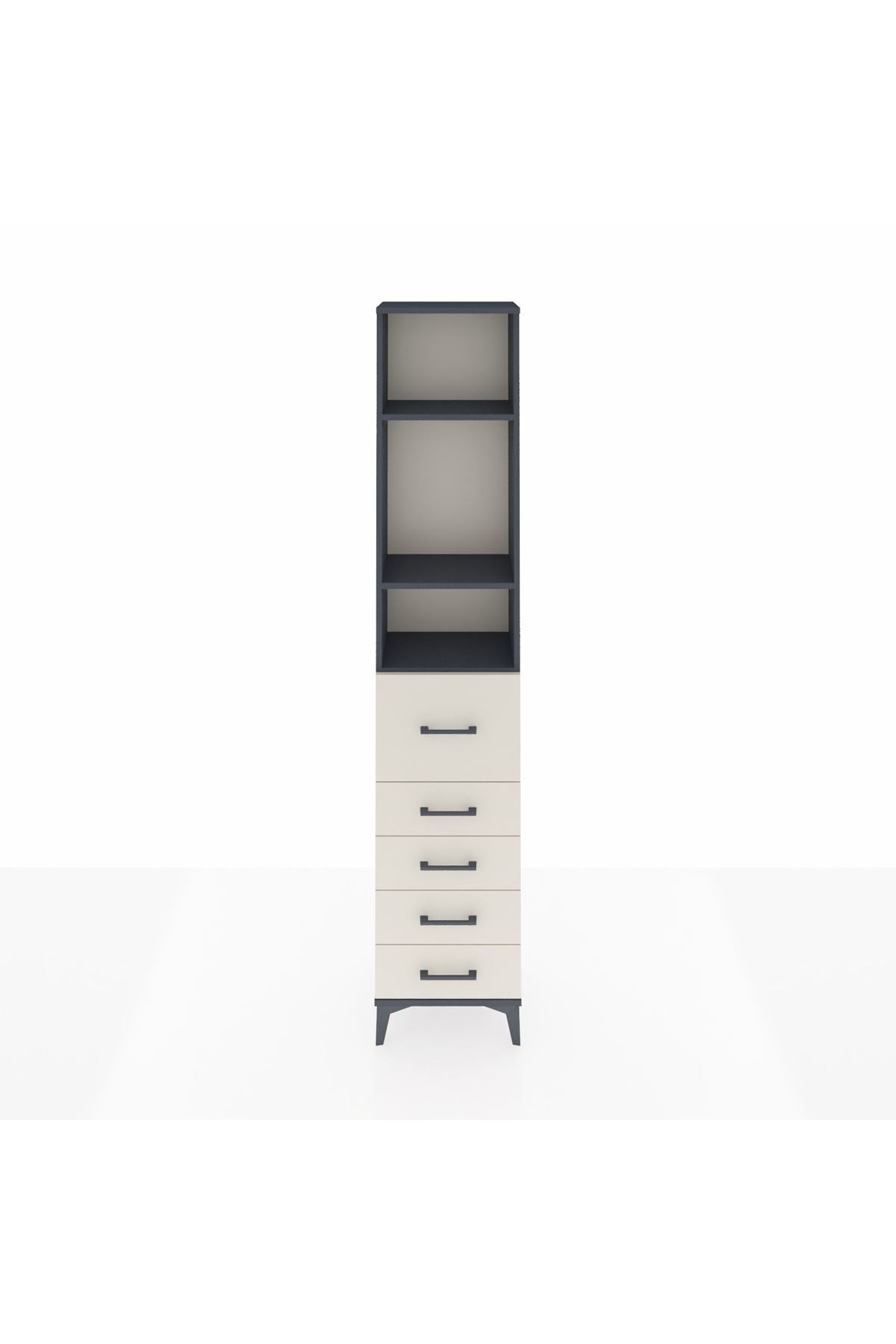 Arges Dolap 3 Raflı 5 Çekmeceli 44x30x221 Antrasit-Aytaşı