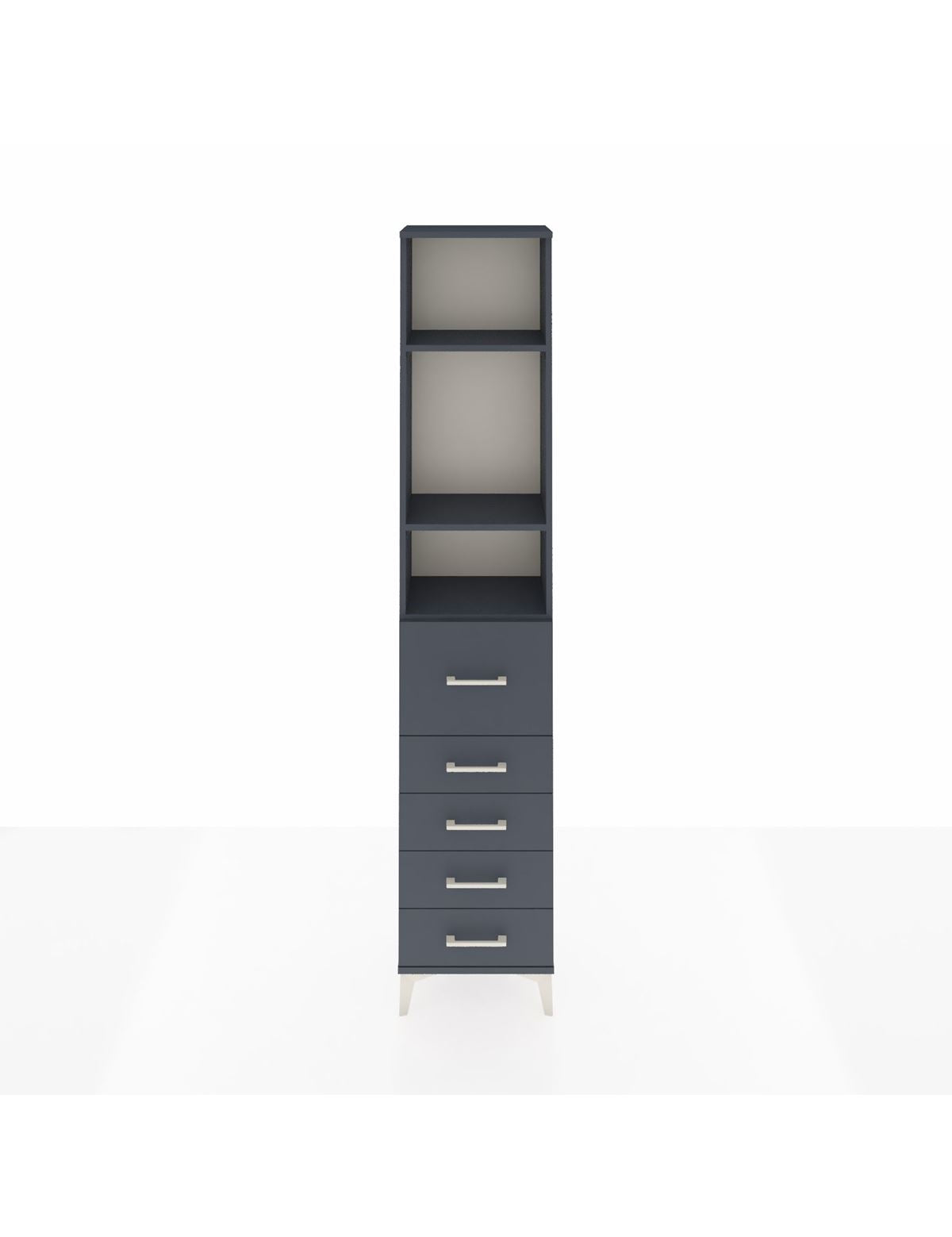 Arges Dolap 3 Raflı 5 Çekmeceli 44x30x221 Antrasit-Antrasit