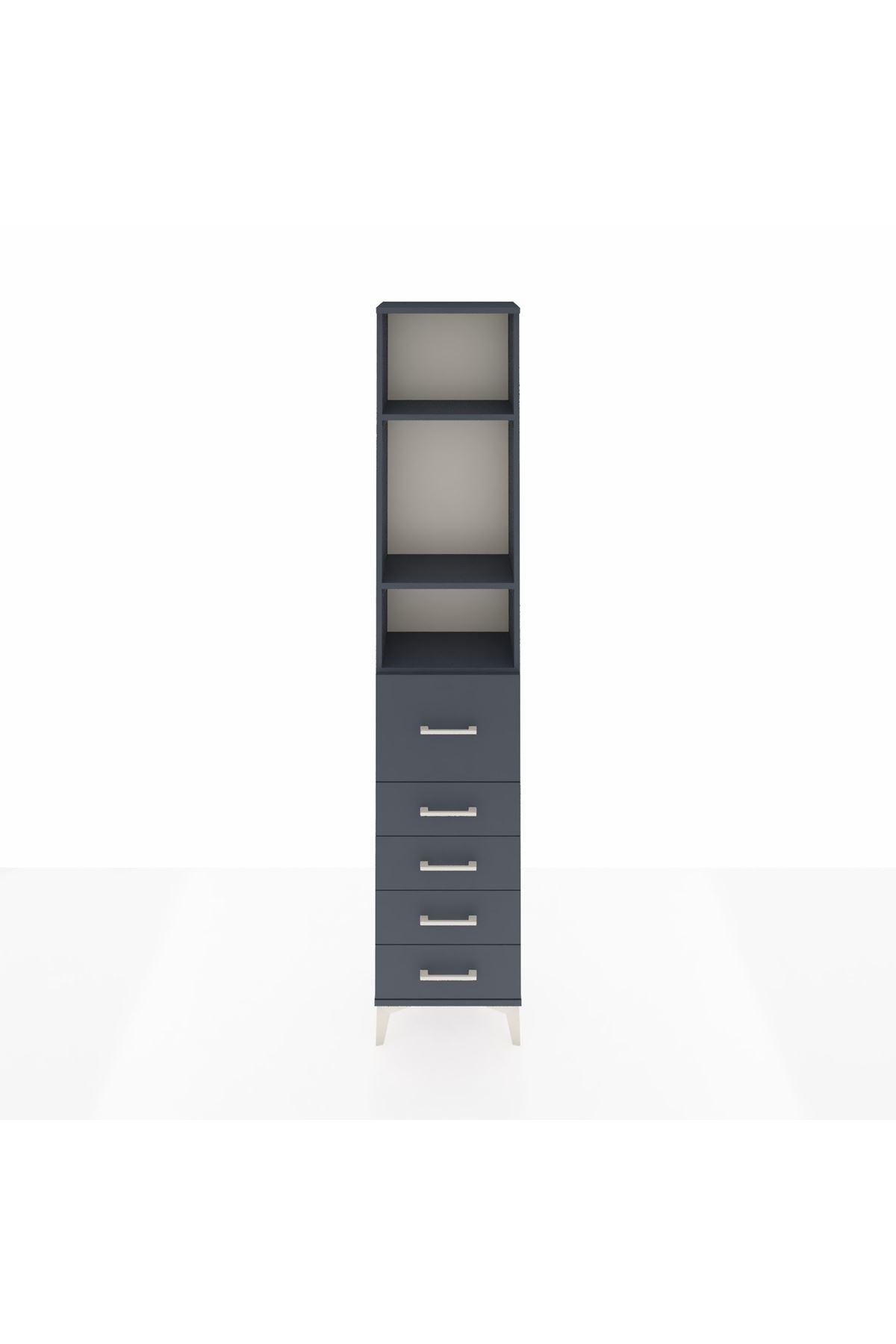 Arges Dolap 3 Raflı 5 Çekmeceli 44x30x221 Antrasit-Antrasit