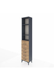 Arges Dolap 3 Raflı 5 Çekmeceli 44x30x221 Antrasit-Çam