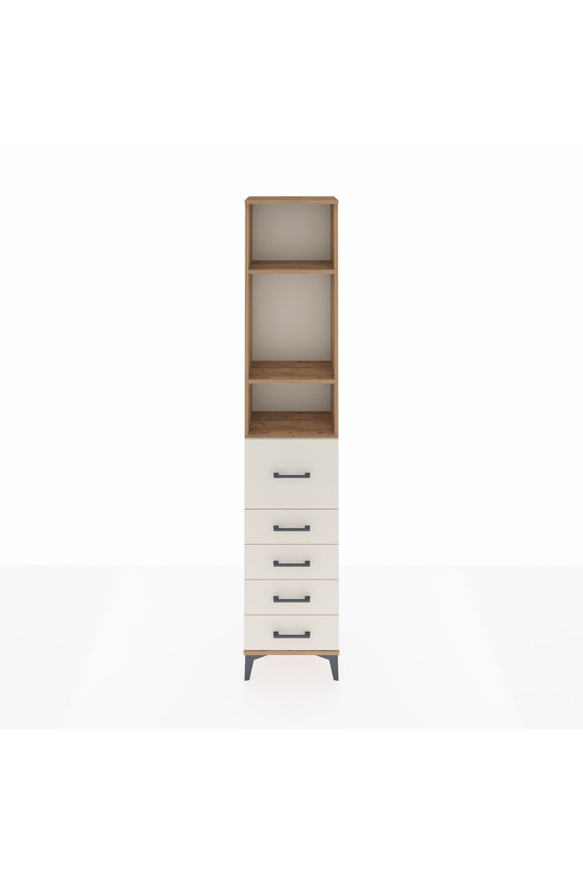 Arges Dolap 3 Raflı 5 Çekmeceli 44x30x221 Çam-Aytaşı