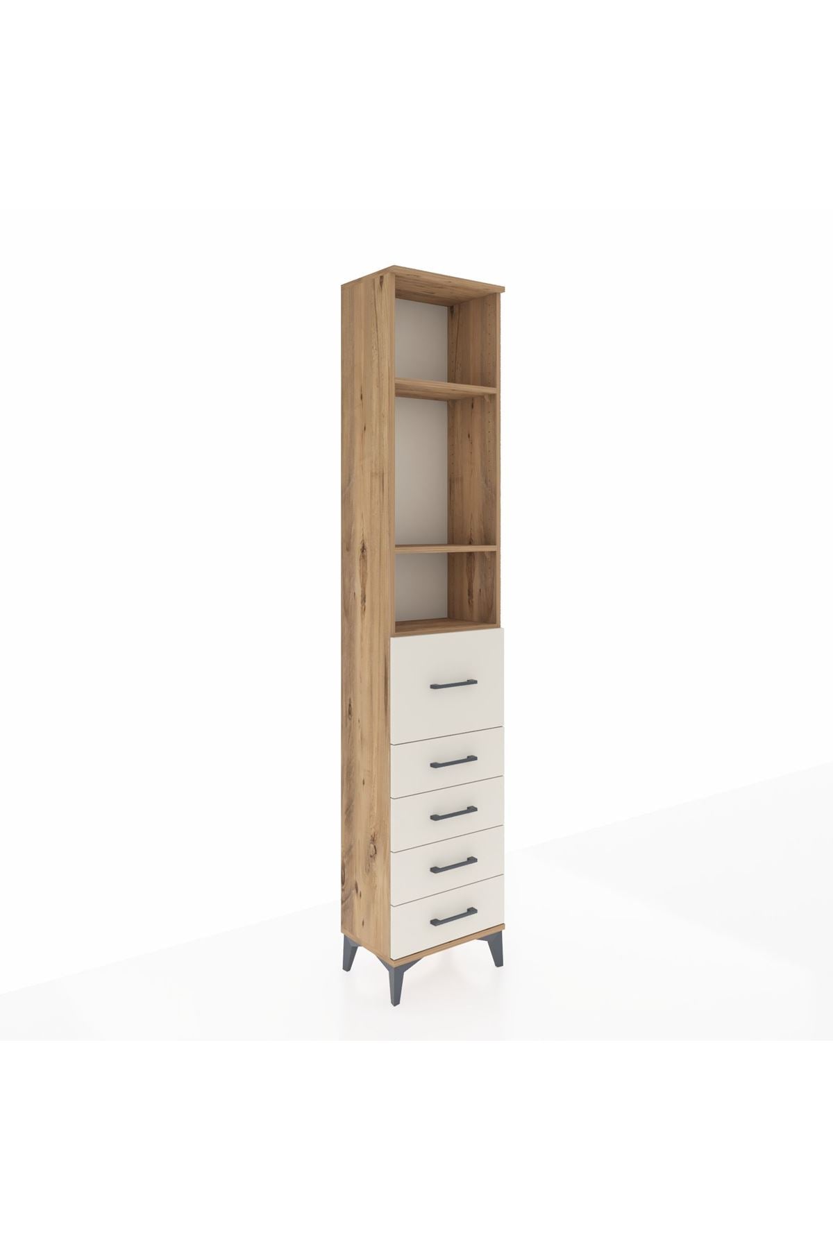 Arges Dolap 3 Raflı 5 Çekmeceli 44x30x221 Çam-Aytaşı