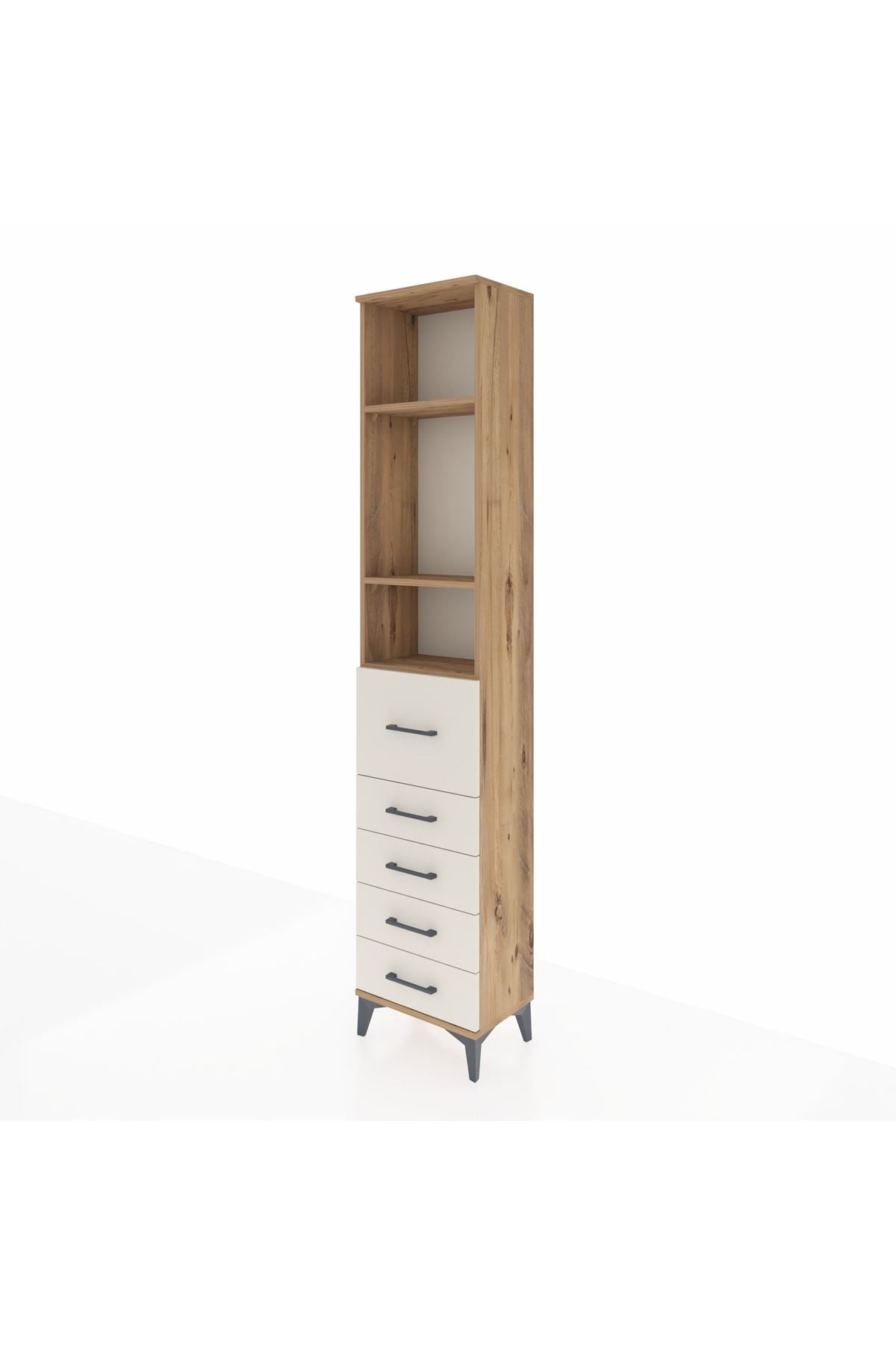 Arges Dolap 3 Raflı 5 Çekmeceli 44x30x221 Çam-Aytaşı