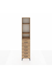 Arges Dolap 3 Raflı 5 Çekmeceli 44x30x221 Çam-Çam