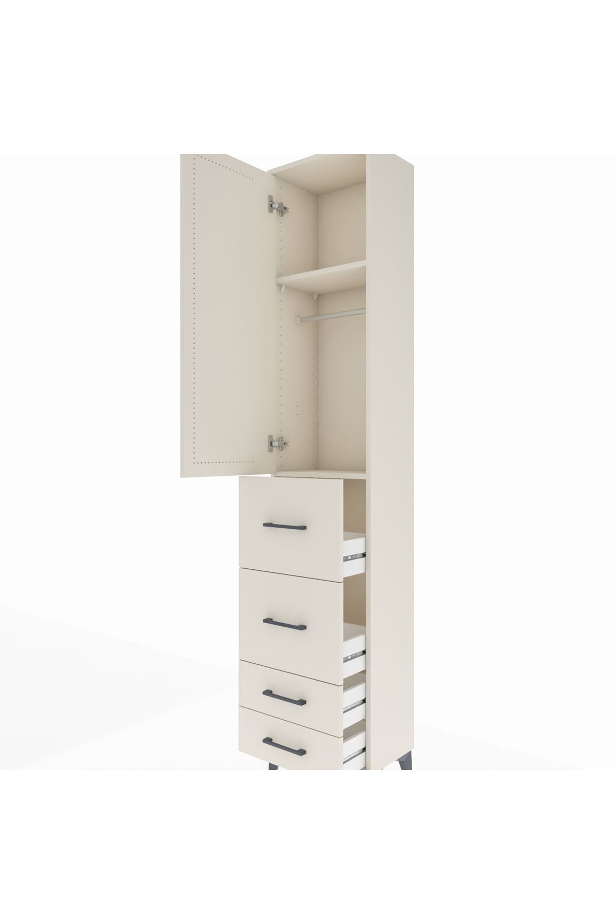 Arges Dolap 2 Raflı 4 Çekmeceli Tek Askılı 44x30x221 Aytaşı-Aytaşı