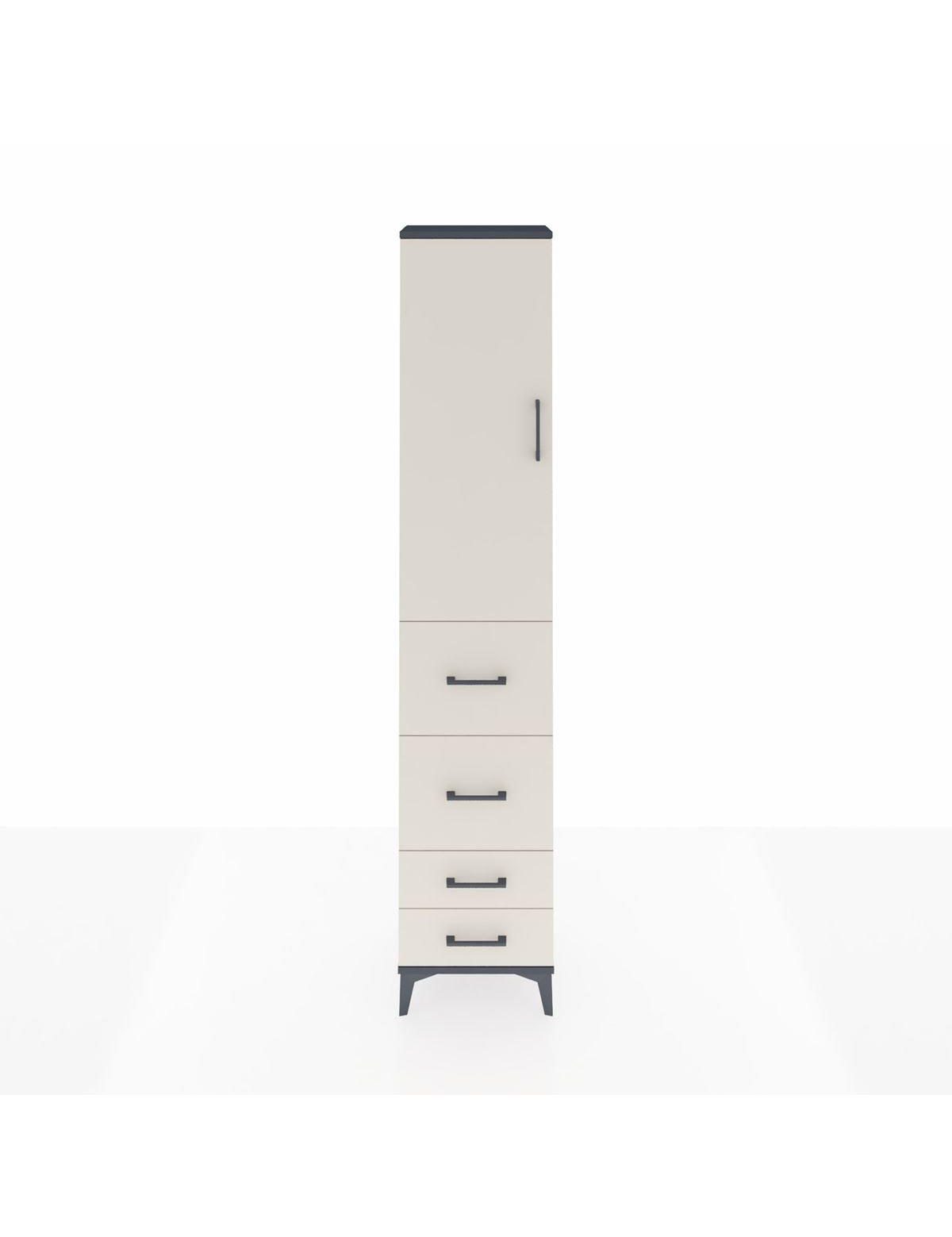 Arges Dolap 2 Raflı 4 Çekmeceli Tek Askılı 44x30x221 Antrasit-Aytaşı