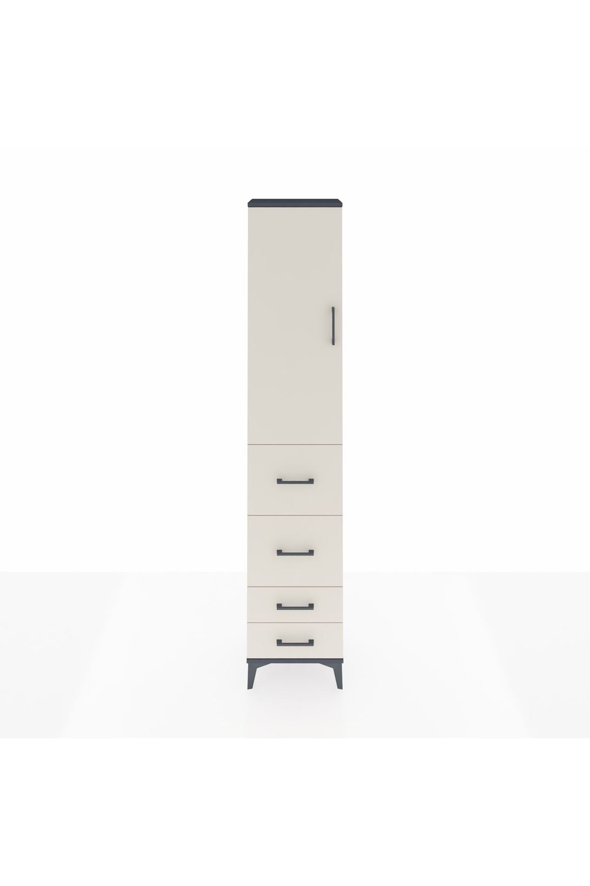 Arges Dolap 2 Raflı 4 Çekmeceli Tek Askılı 44x30x221 Antrasit-Aytaşı