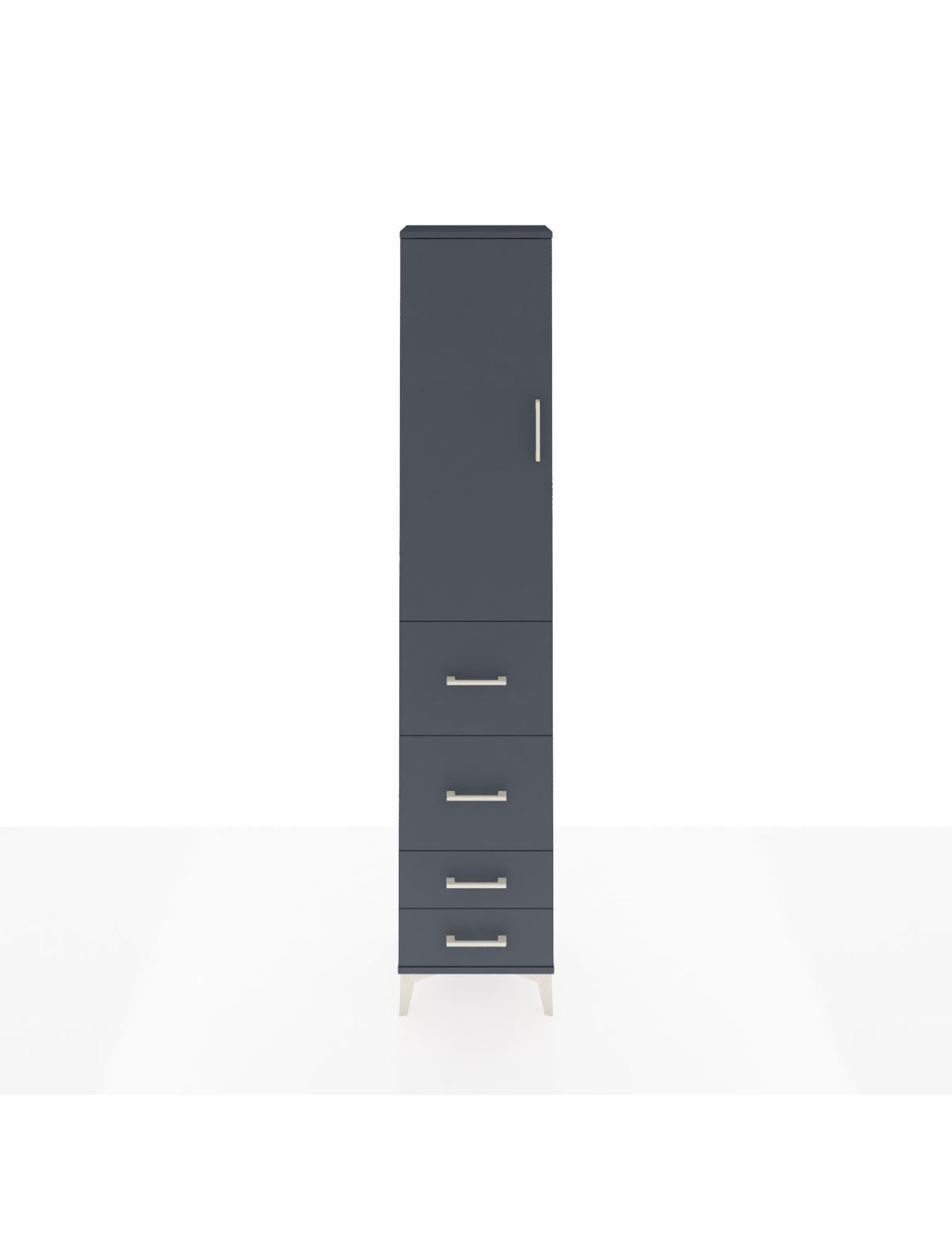 Arges Dolap 2 Raflı 4 Çekmeceli Tek Askılı 44x30x221 Antrasit-Antrasit