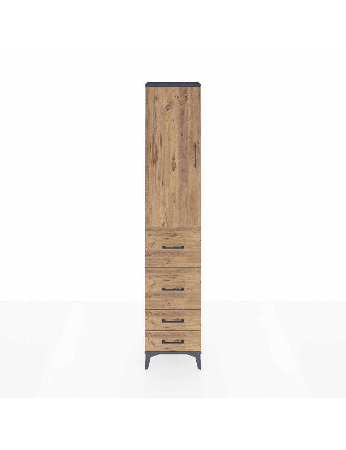 Arges Dolap 2 Raflı 4 Çekmeceli Tek Askılı 44x30x221 Antrasit-Çam